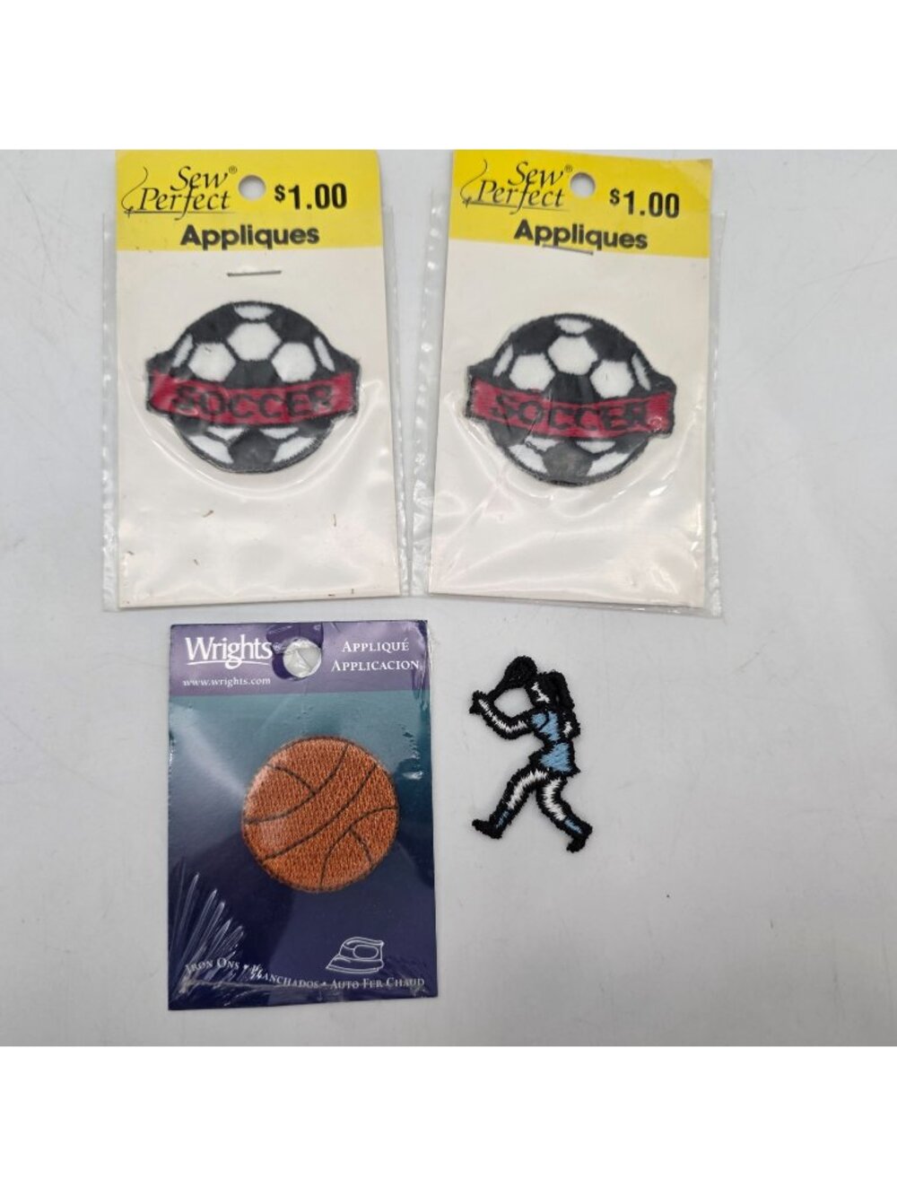 Sports Iron-On Appliques Soccer Tennis Player Designs By Sew Perfect & Wrights